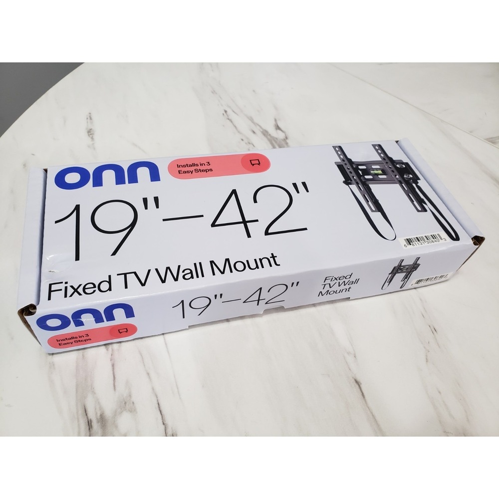 NEW onn Black Flat/Fixed TV Wall Mount‎ 19-42 in, Easy Installation